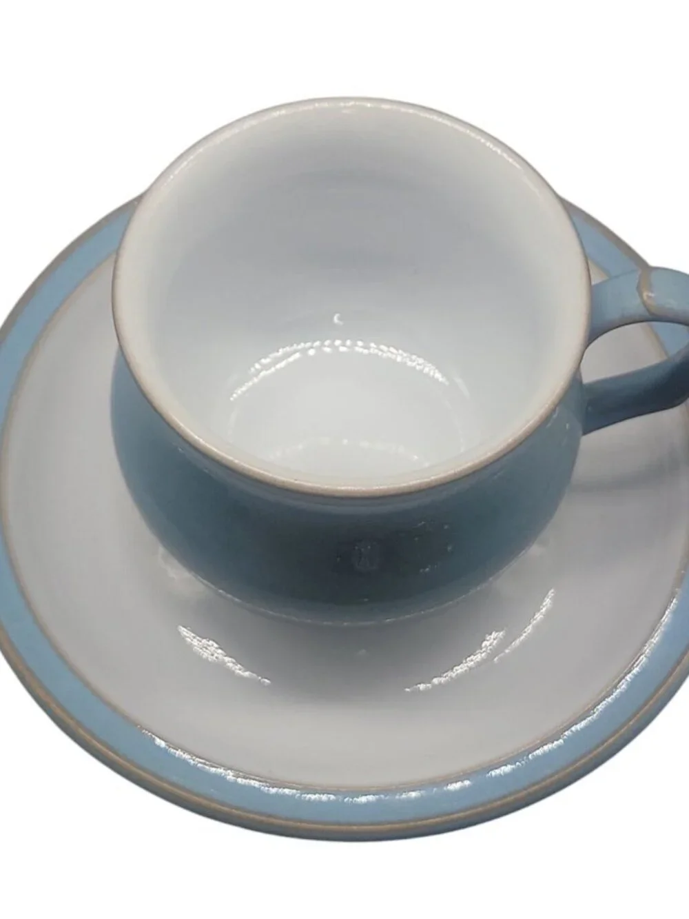 Denby Colonial Blue Teacup & Saucer Stoneware 1990s Discontinued Vintage England